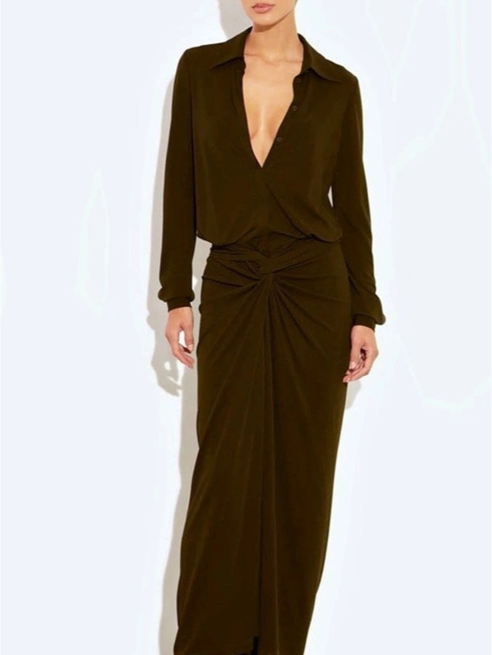 RAT & BOA Ruchi Long Sleeve Maxi Dress Brown Large